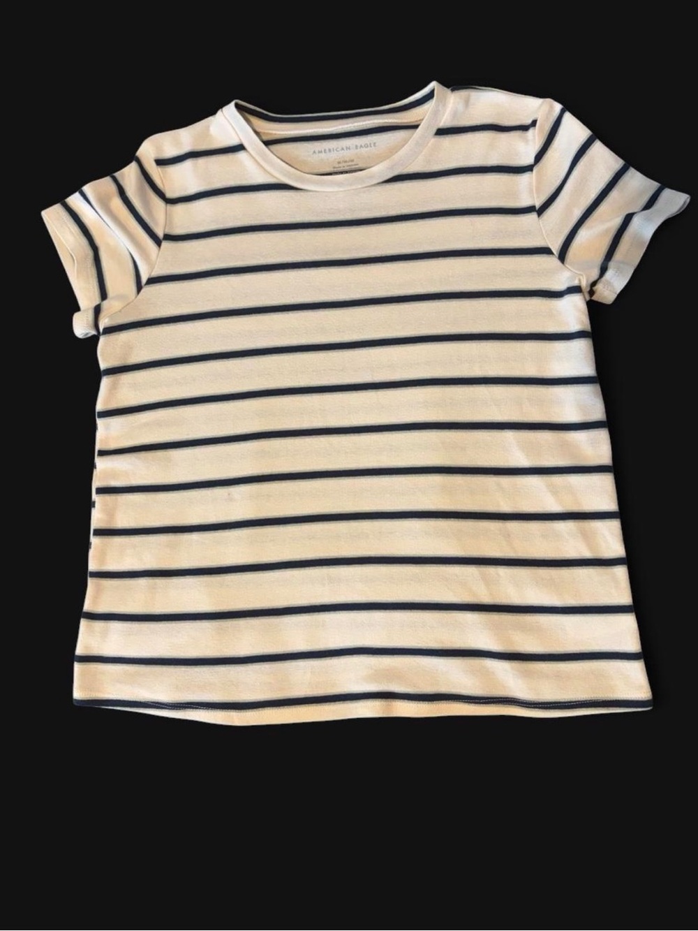 American Eagle Cream & Navy Striped Crewneck